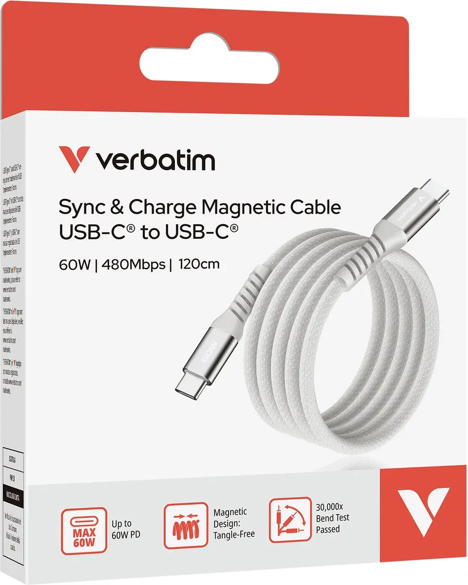 Verbatim USB-C Kabel 60W Power Delivery 1,2m - Transparant