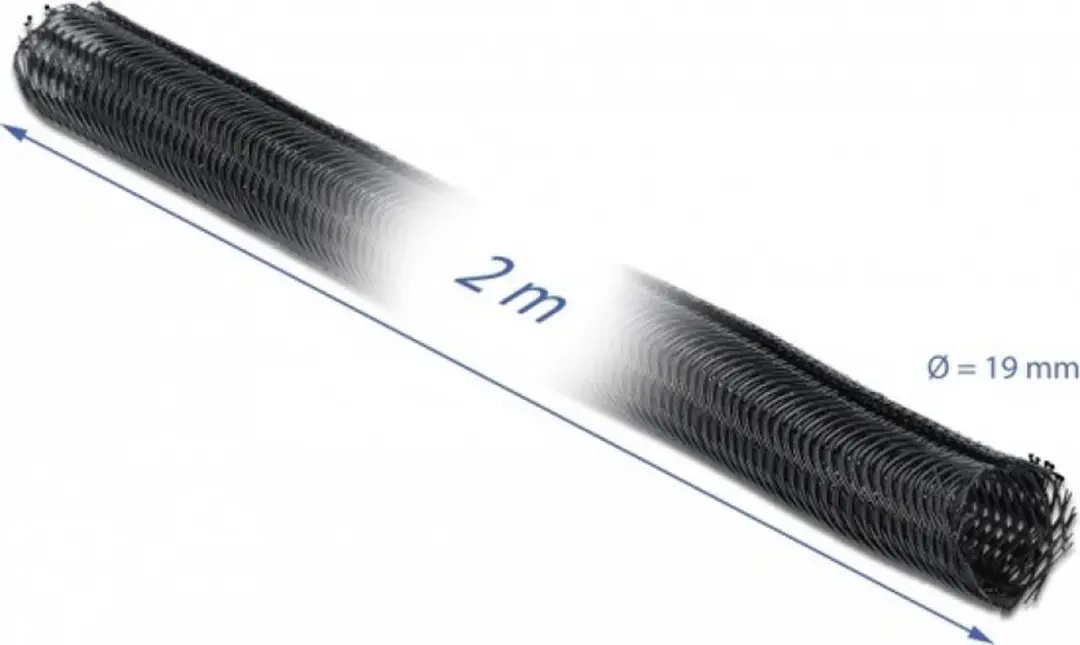 Delock Gevlochten Kous 2m x 19mm - Zwart