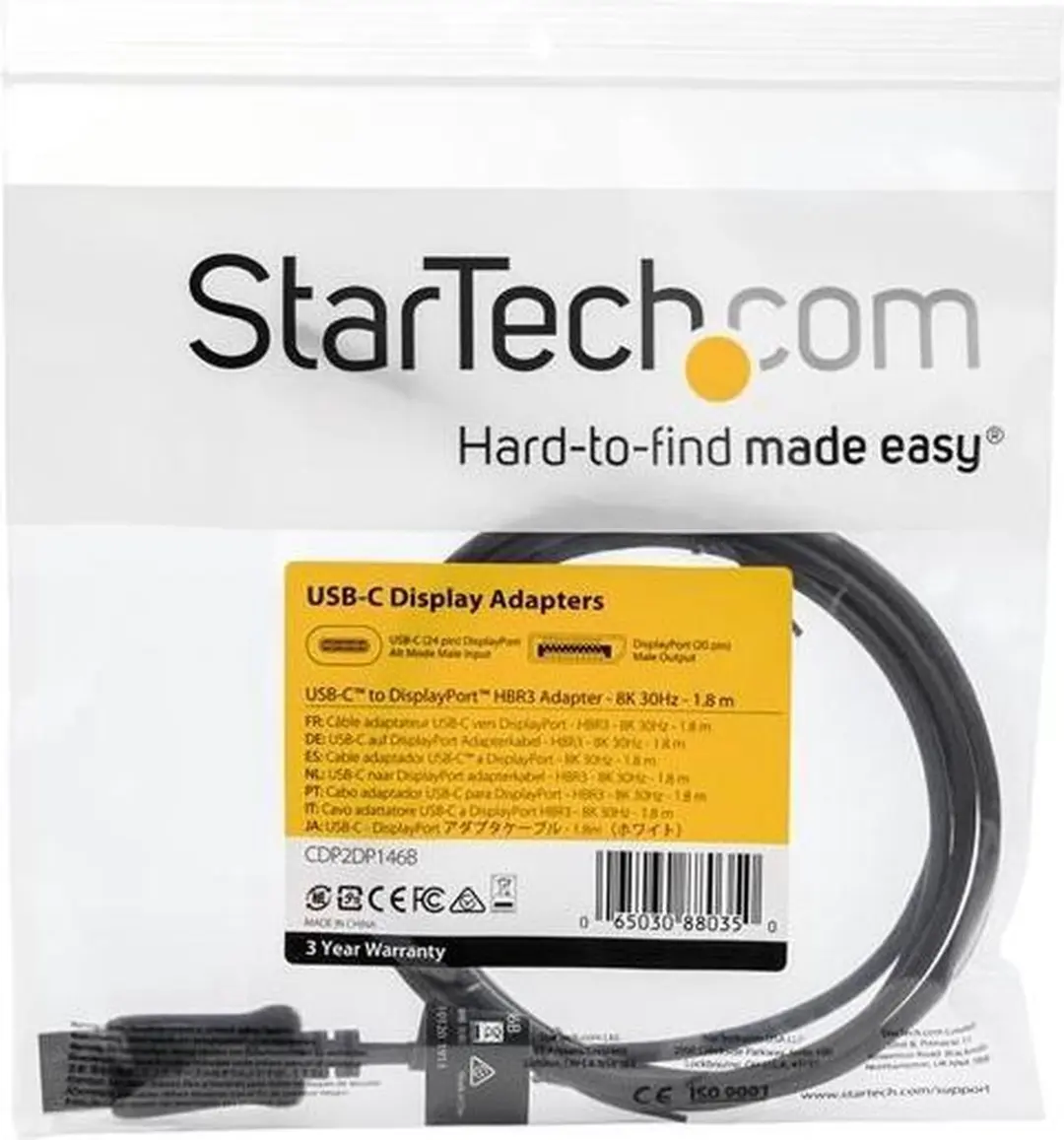 Startech USB-C naar DisplayPort Adapterkabel 8K CDP2DP146B - Zwart