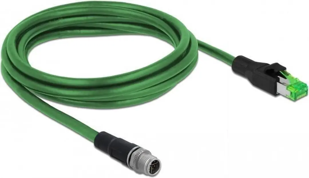 Delock M12 4-pins D-gecodeerd RJ45 Industriële Kabel 2m - Profinet - Groen