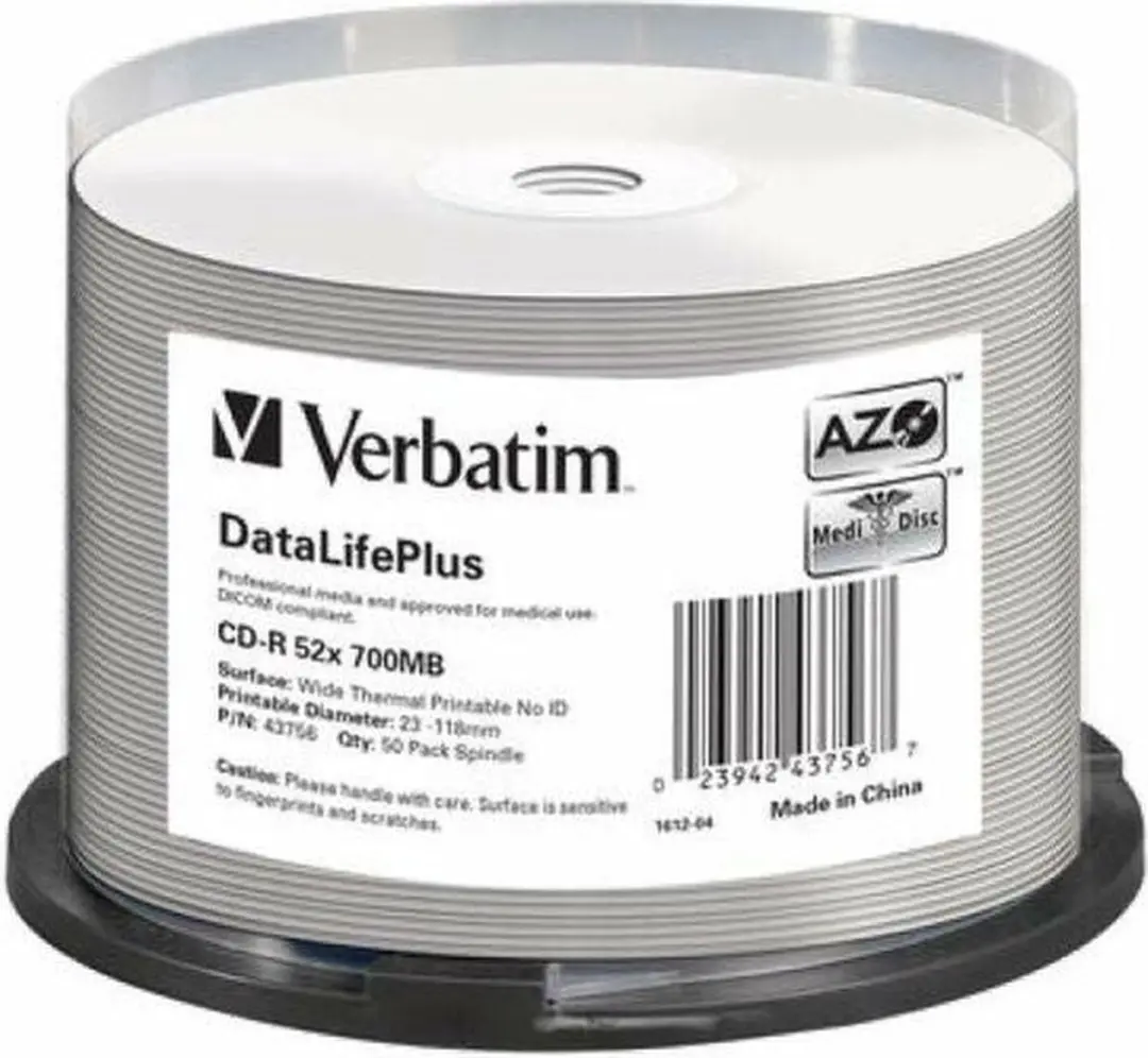 Verbatim CD-R AZO 700MB 52X SP THERMAL PRINTABLE - Rohling
