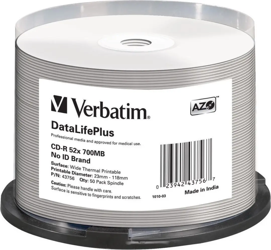 Verbatim CD-R AZO 700MB 52X SP THERMAL PRINTABLE
