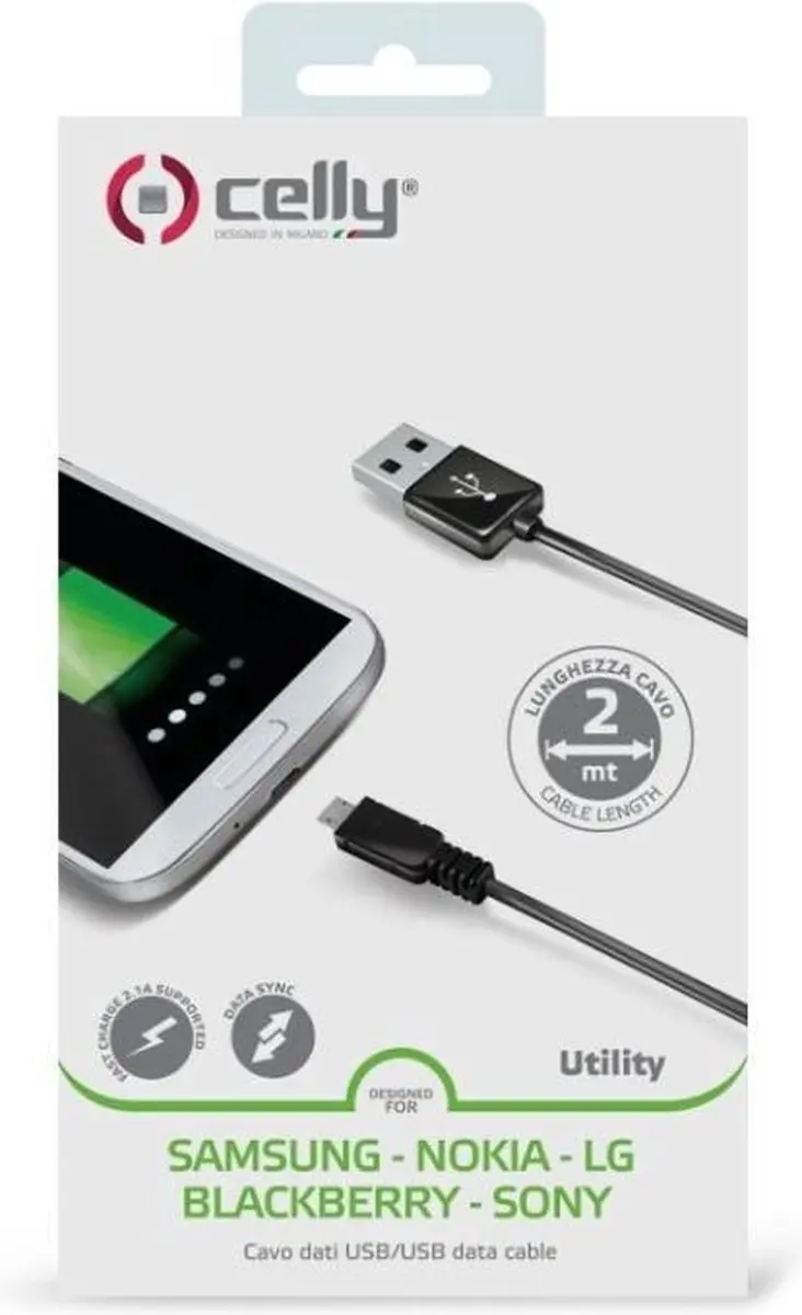 Celly Micro-USB Kabel 2m - Zwart