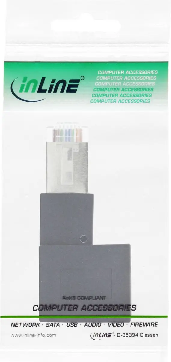 InLine STP CAT6a RJ45 Haakse Adapter - Links - Zwart