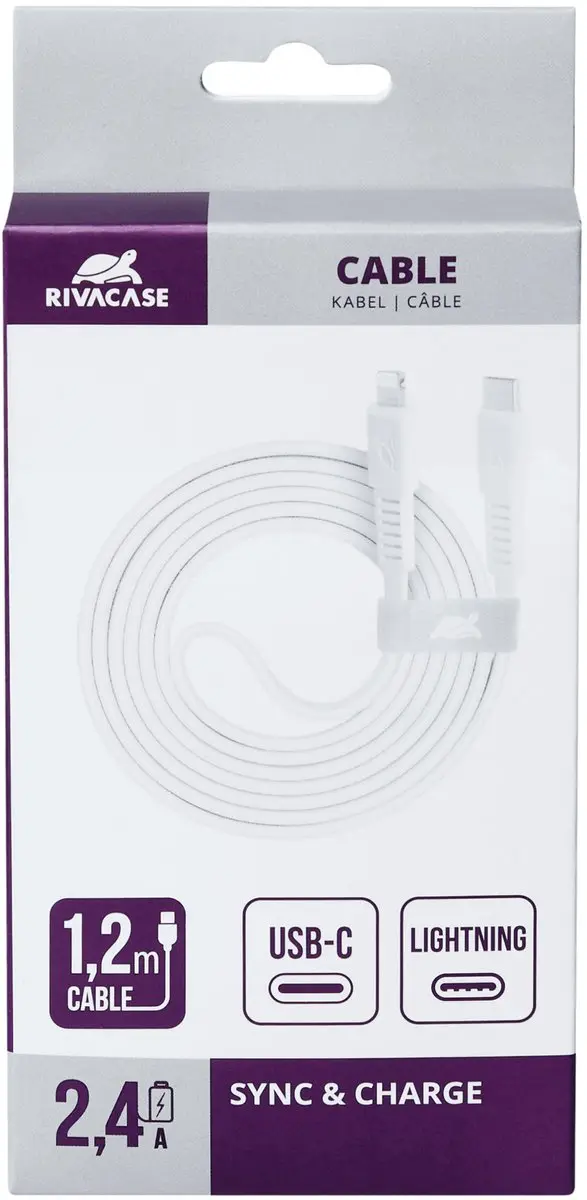 Rivacase PS6007 USB-C naar Lightning Kabel 1.2m - Wit