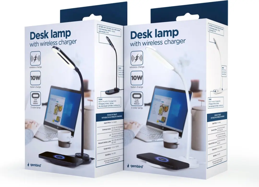 Gembird TA-WPC10-LED-01 Bureaulamp - 10W - Zwart