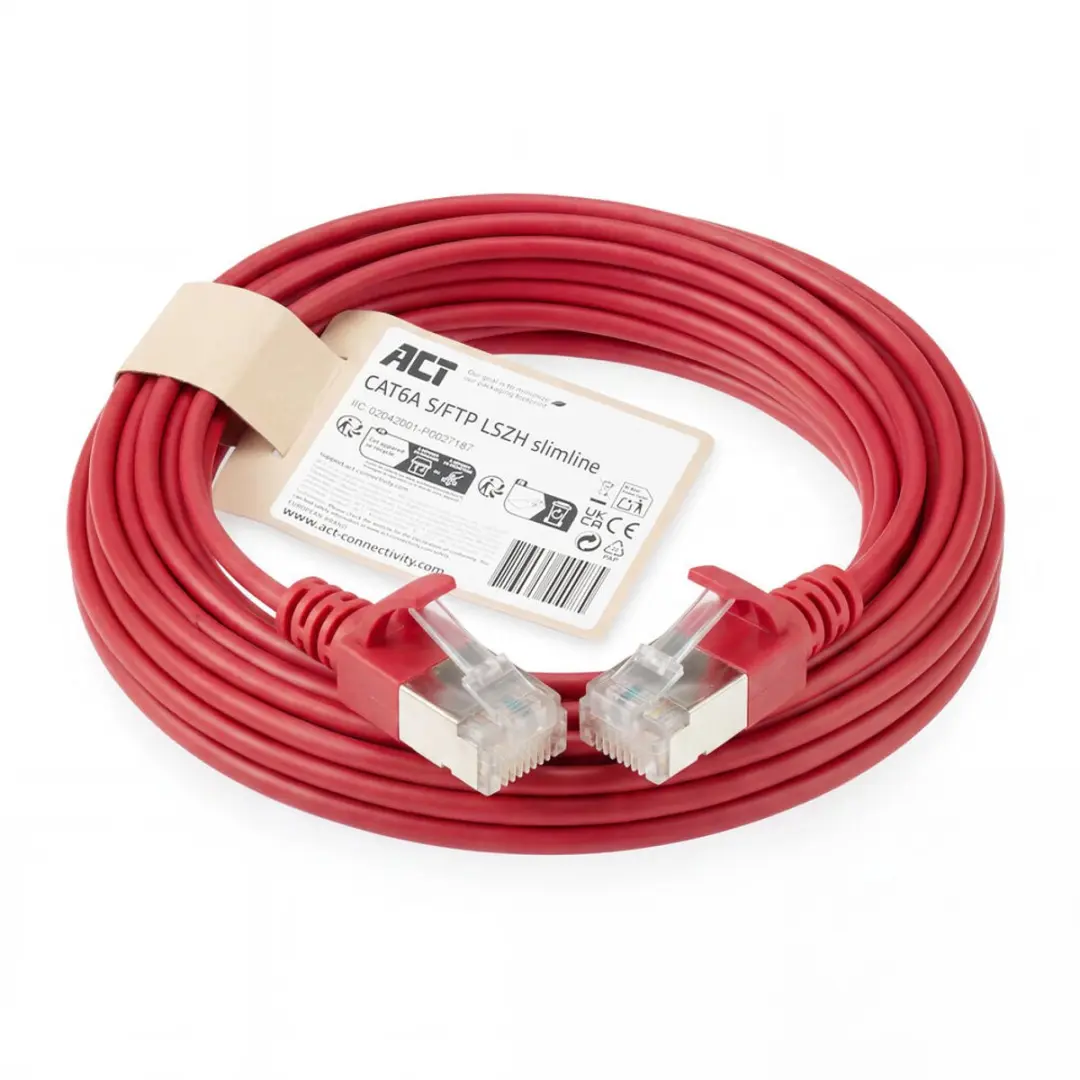 ACT DB7510 Rode CAT6A Patchkabel 10m - S/FTP LSZH