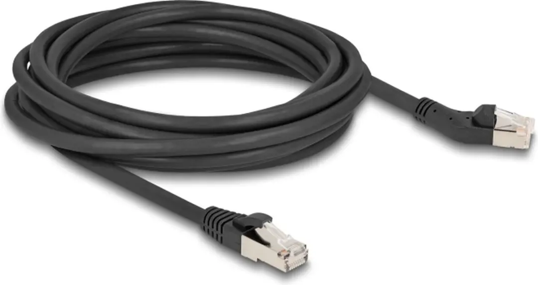 Delock Cat.6A S/FTP RJ45 Kabel 45° Links - 5m - Zwart