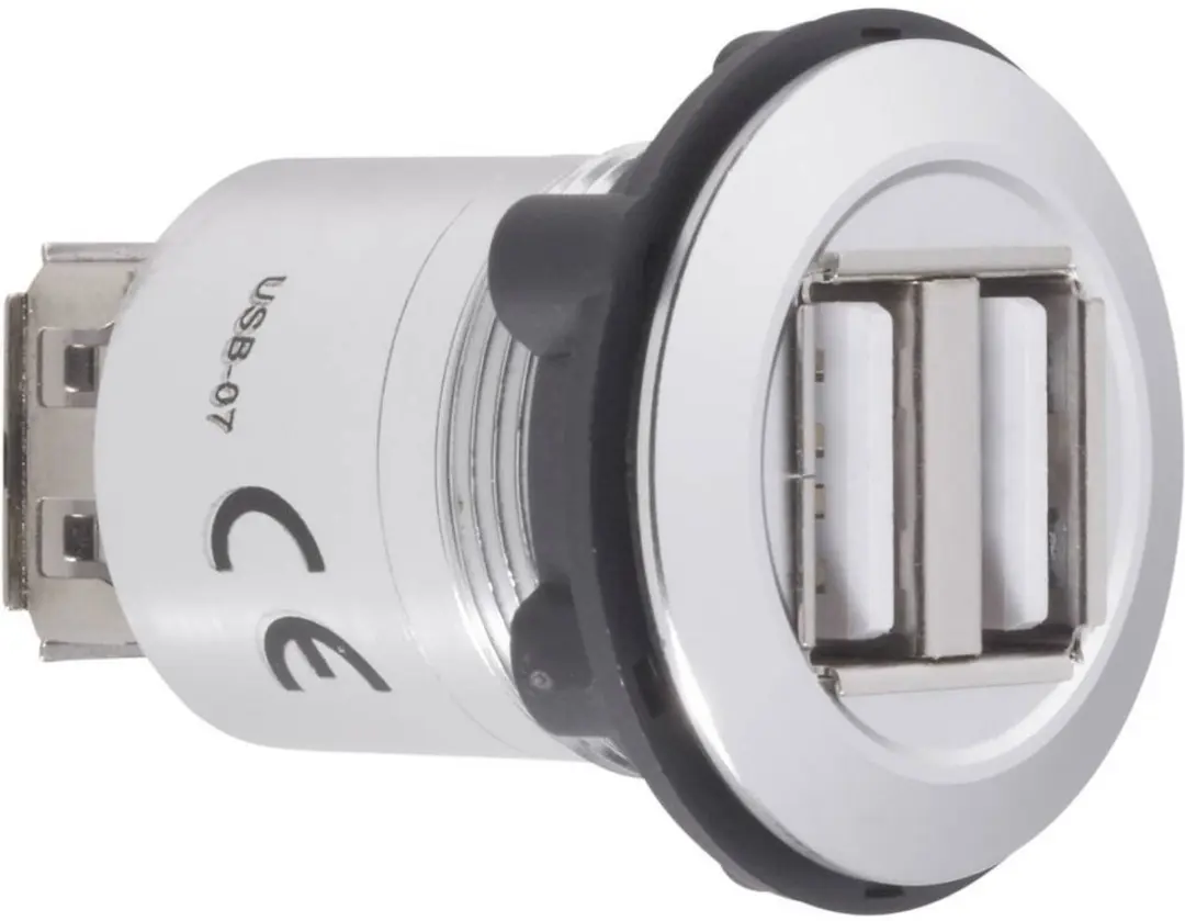 Tru Components USB-07 Dubbele USB-inbouwbus 2.0 - Zilver