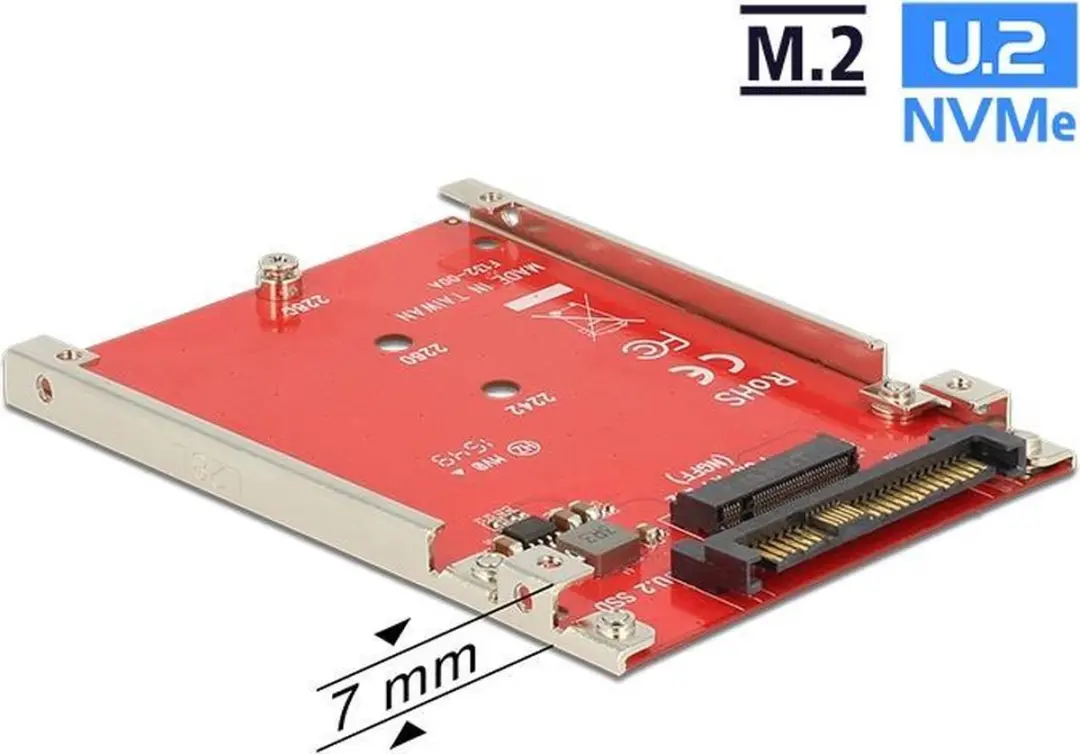 Delock U.2 naar M.2 NVMe Converter 62725 - Rood/Zilver