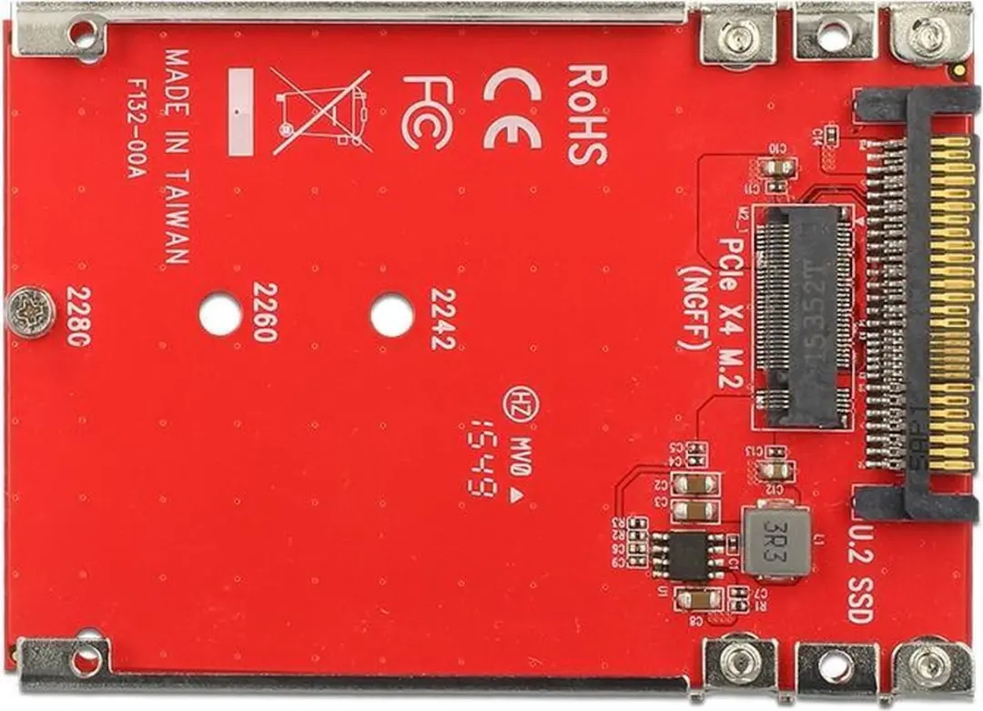 Delock U.2 naar M.2 NVMe Converter 62725 - Rood/Zilver