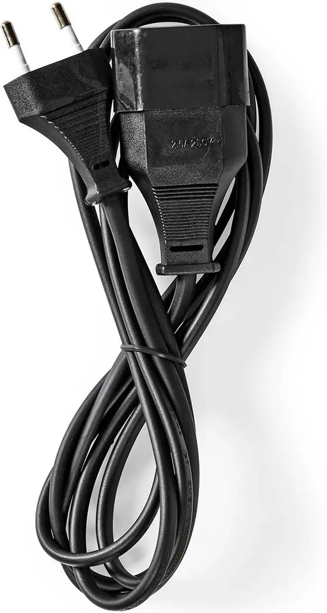 Nedis CEGL11085BK50 Stroomkabel 5m - Euro Male/Female - Zwart