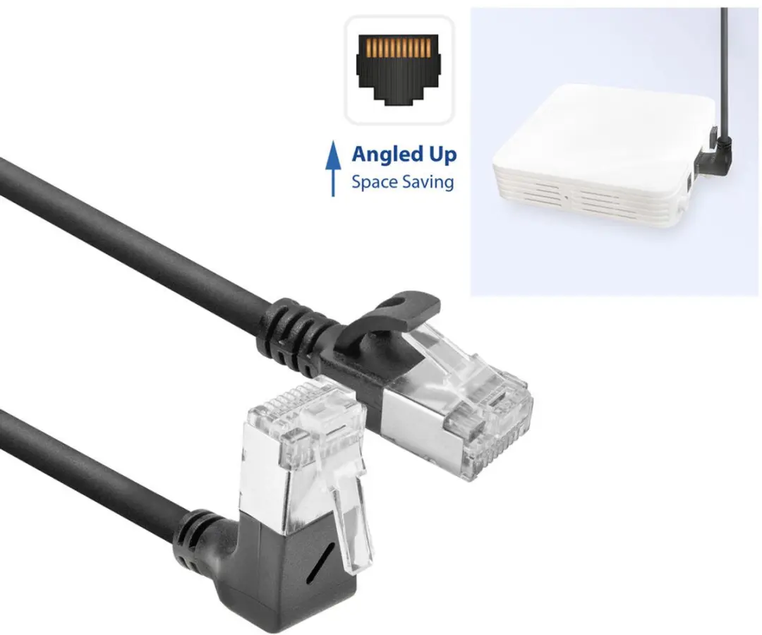 ACT DA4905 U/FTP CAT6A Patchkabel 5m - 90° Haaks - Zwart