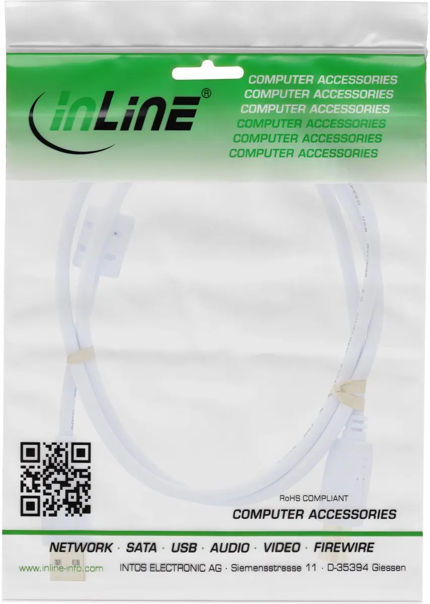 InLine USB-A naar USB-B Kabel 1,5m - Wit