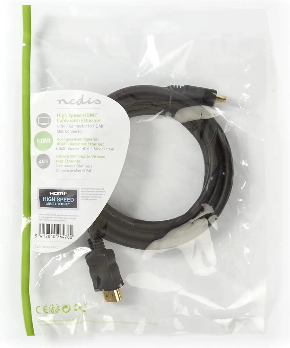 Nedis HDMI-Kabel CVGP34500BK20 4K@30Hz - 2m - Zwart