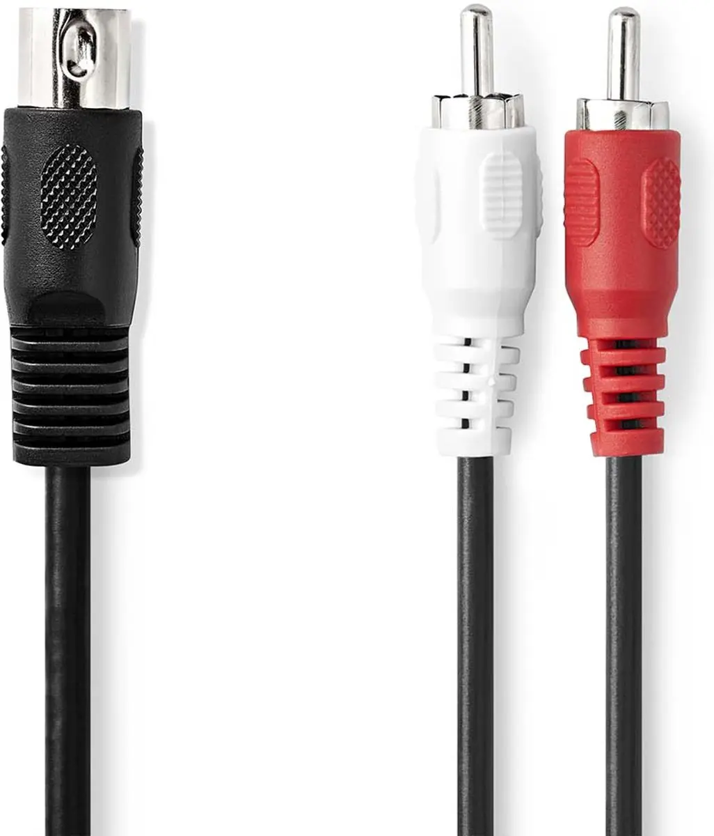 Nedis DIN-Audiokabel CAGL20200BK10 - 1m - 2xRCA/DIN5 - Zwart