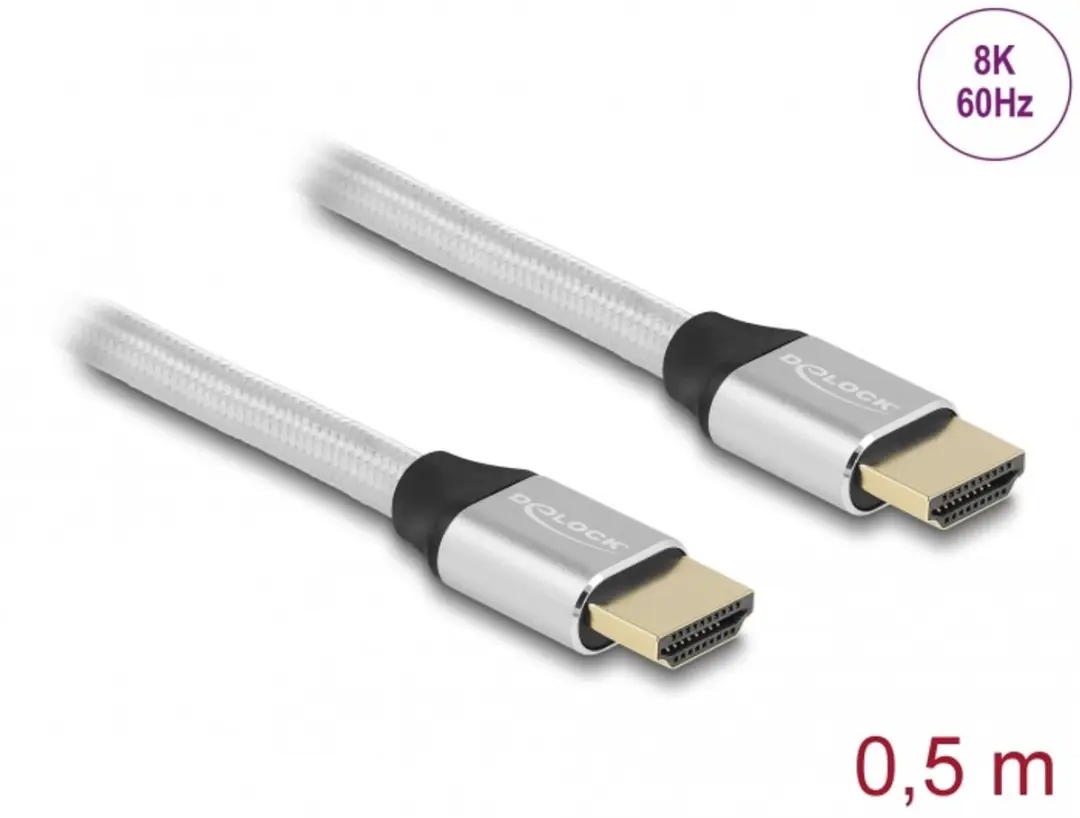 Delock HDMI 2.1 Kabel 8K 60Hz - 0,5m - Zilver