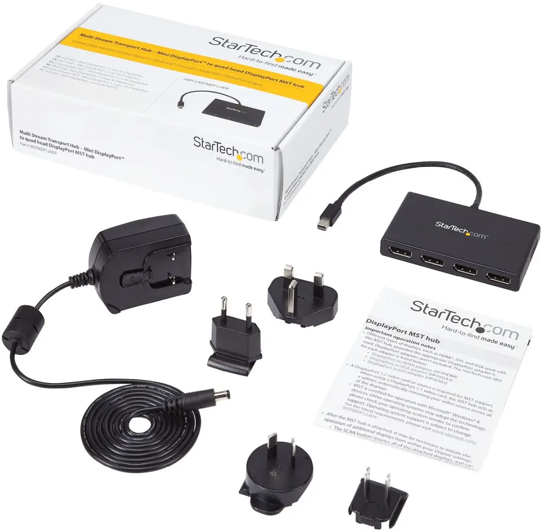 Startech MSTMDP124DP Mini DisplayPort naar DisplayPort MST Hub - 4 Poorten - Zwart