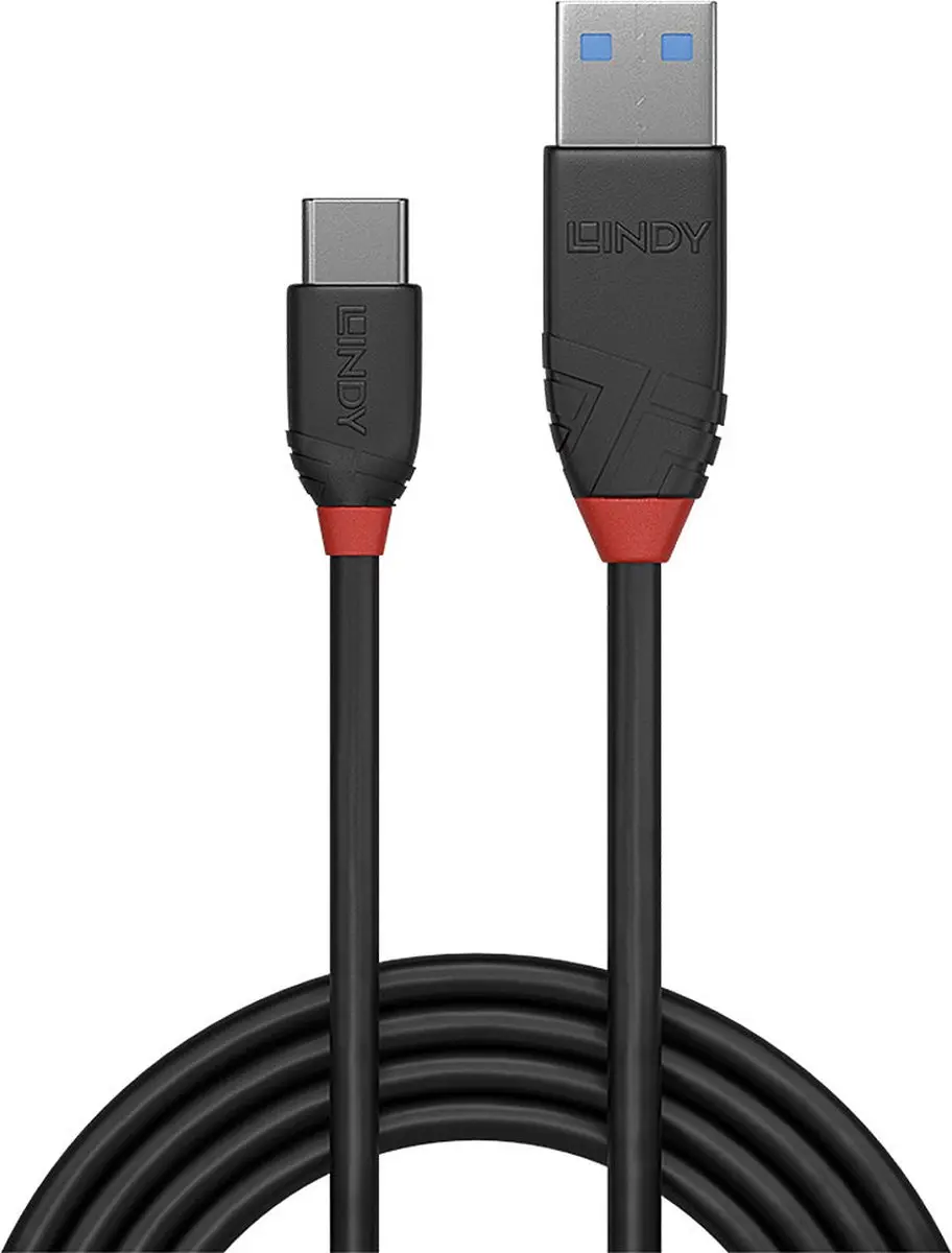 Lindy 36914 USB 3.2 Gen1 USB-C naar USB-A Kabel 0.15m - Zwart