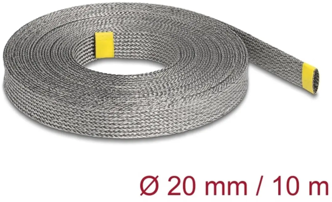 Delock Braided Sleeve 20940 - 10m x 20mm - Zwart/Zilver
