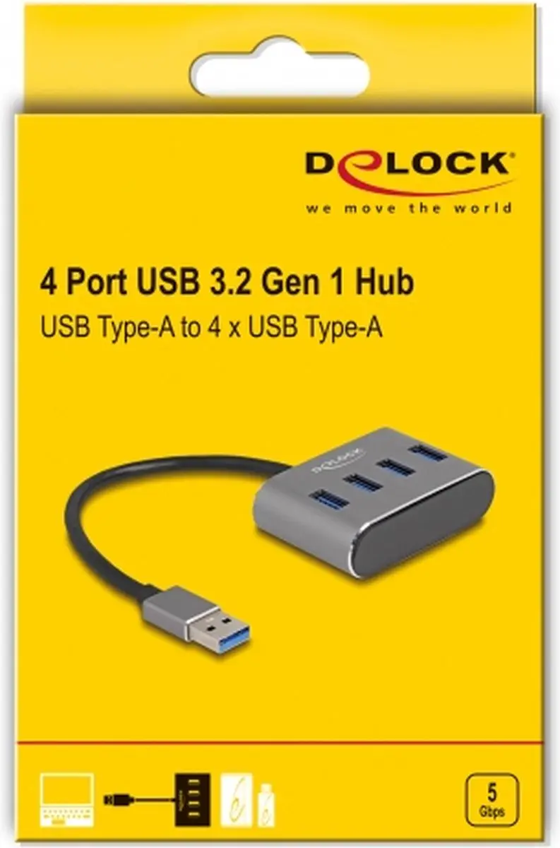 Delock 4-Port USB 5Gbps Hub - Zwart