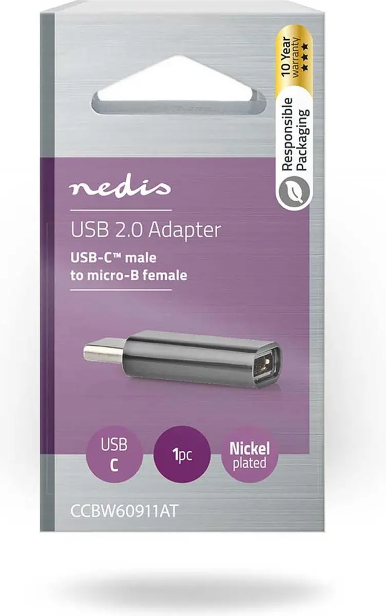 Nedis CCBW60911AT USB-C Adapter - USB 2.0 - USB Micro-B - Antraciet