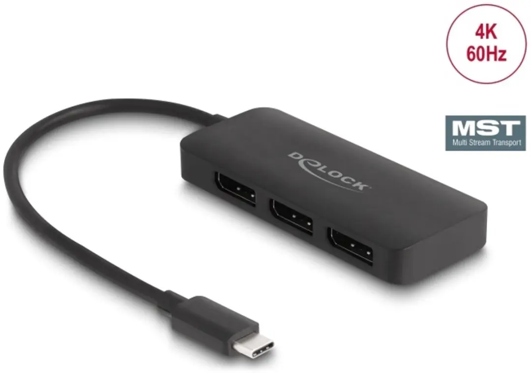 Delock USB-C Splitter DP Alt Mode 3x DisplayPort 4K60Hz