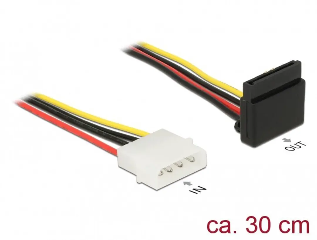 Delock Molex naar SATA Haaks Adapter 0,3m - Zwart/Rood/Goud