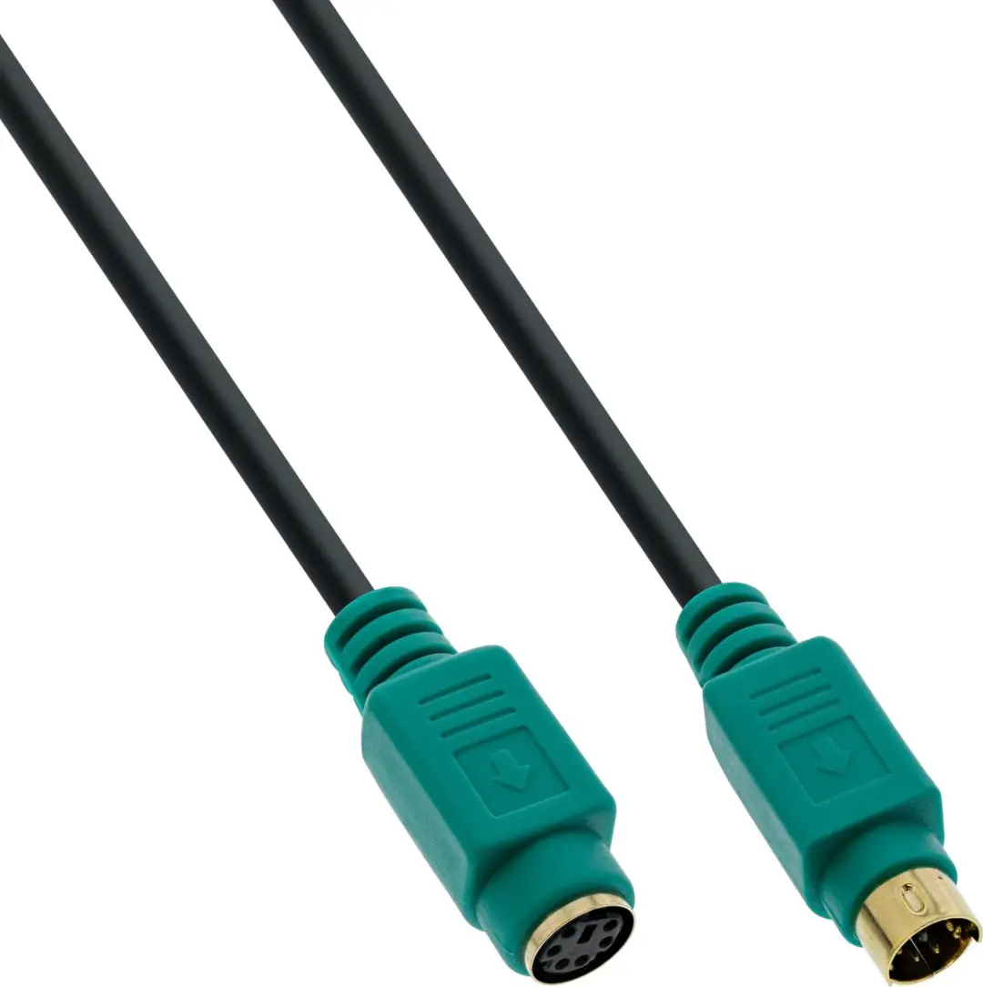InLine Mini DIN 6-pins PS/2 Kabel - 3m - Zwart/Groen