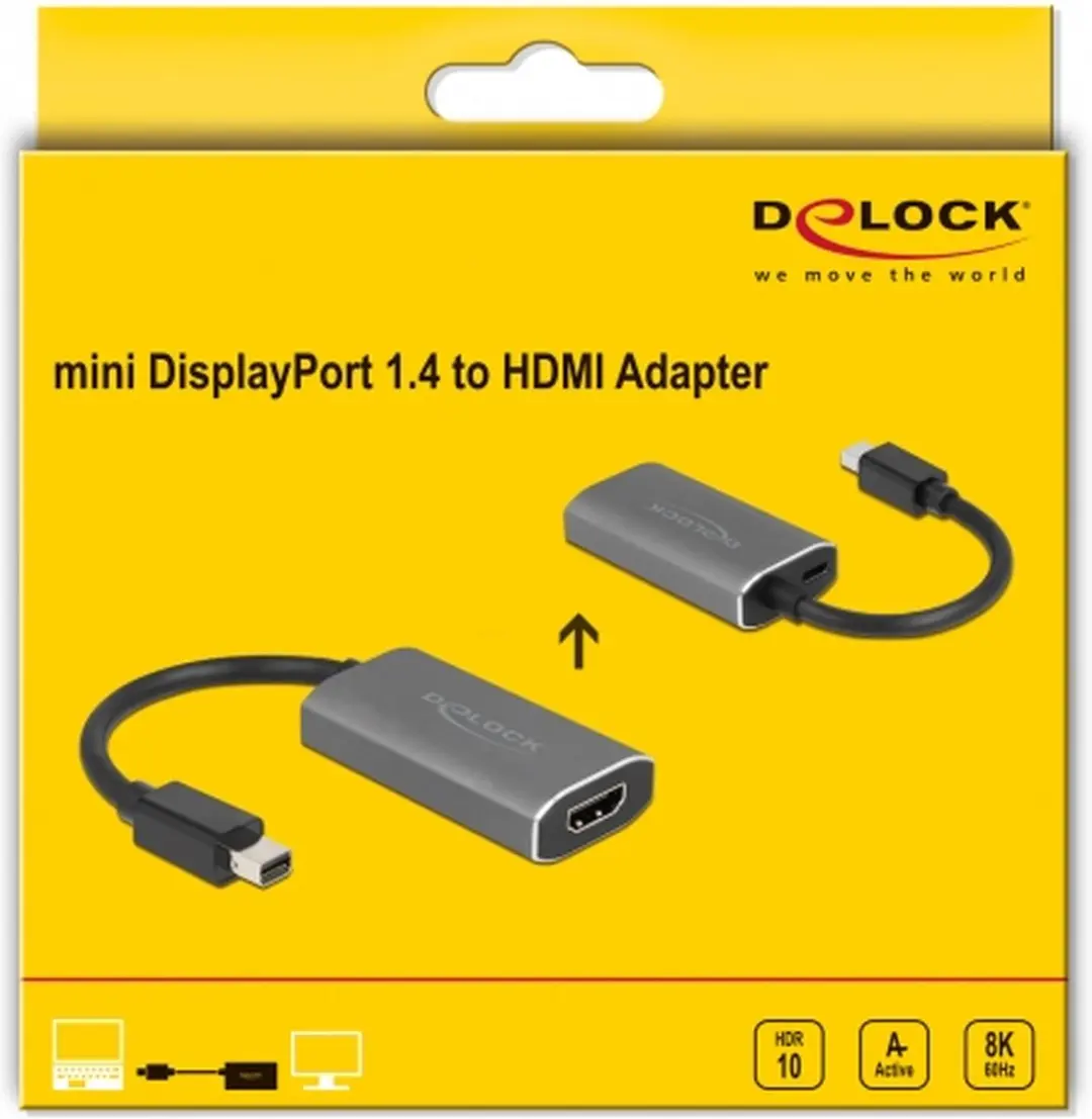 Delock Active Mini DisplayPort 1.4 naar HDMI Adapter 8K - Grijs