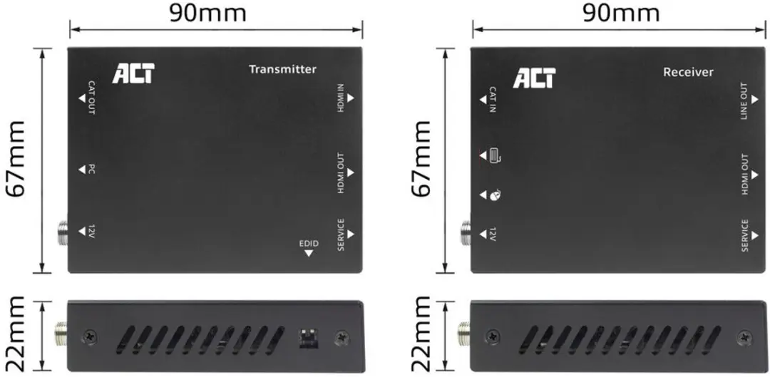 ACT AC7815 4K HDMI 2.0 KVM Extender - 70m - Zwart