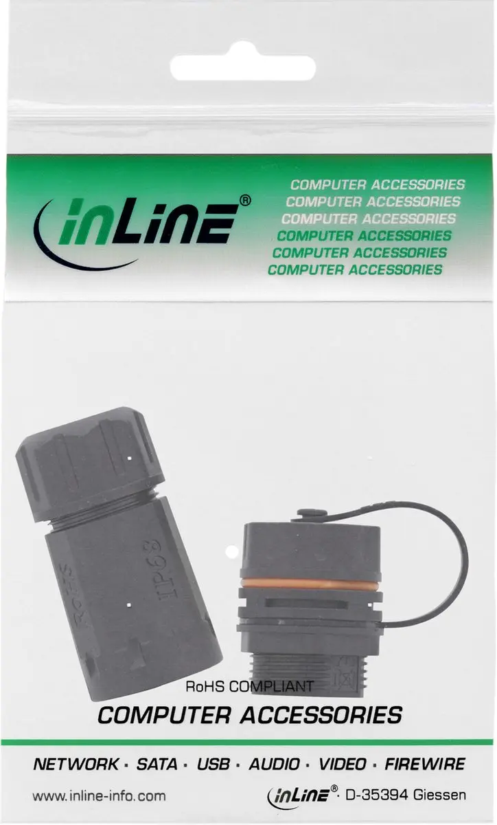 InLine Patchkabel Koppeling RJ45 Cat.6A IP68 - Zwart