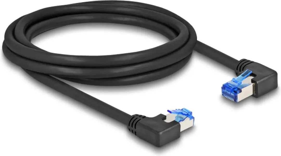 Delock SFTP CAT6a Netwerkkabel 2m - Haaks Links/Rechts - Zwart