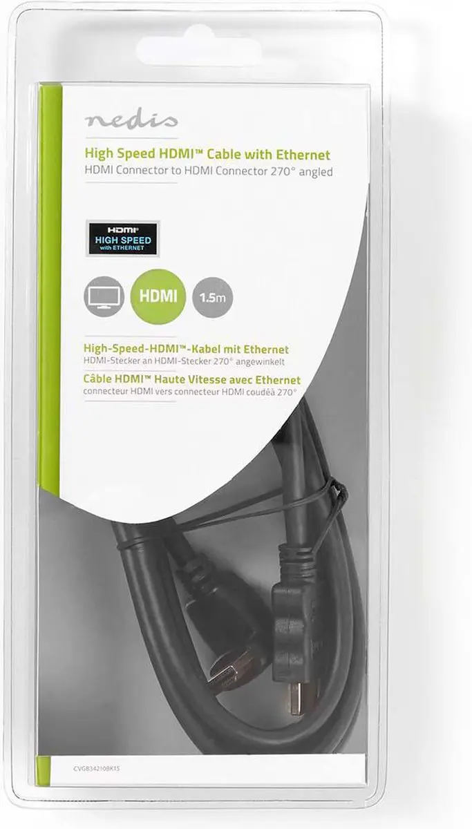 Nedis HDMI-Kabel CVGB34250BK15 4K 10.2Gbps 1.5m - Zwart