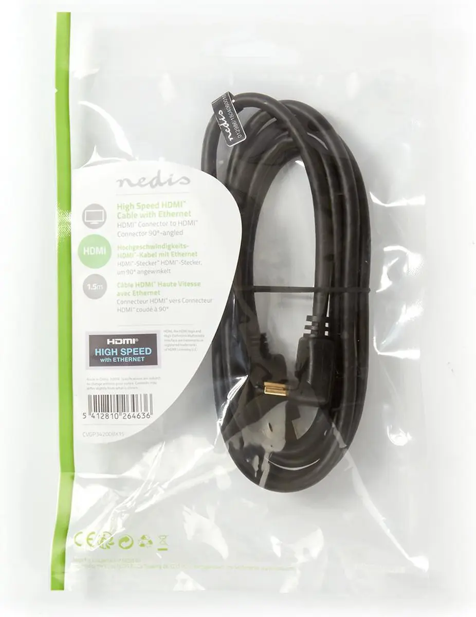 Nedis HDMI-Kabel CVGB34250BK15 4K 10.2Gbps 1.5m - Zwart