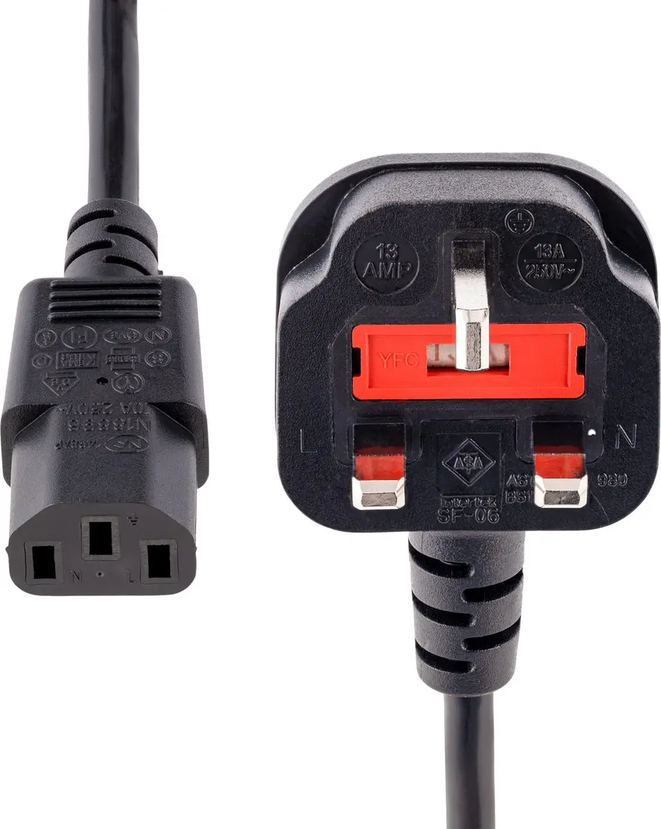 Startech PXT101UK3M Voedingskabel 3m - Zwart