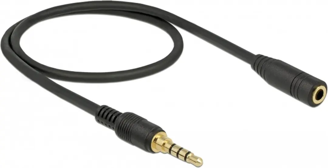 Delock 3,5mm Jack 4-polig Audio/Video Verlengkabel AWG24 - 0,5m - Zwart