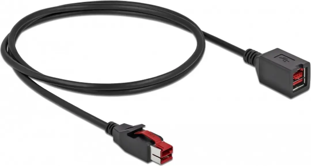 Delock PoweredUSB Verlengkabel 24V 1m - Zwart