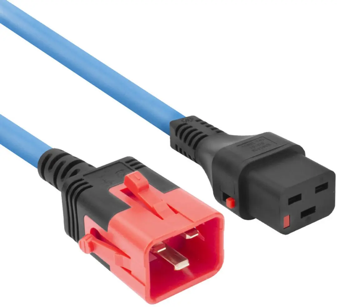 ACT PC3634 Netsnoer C19-C20 Dual Locking - 1m - Blauw