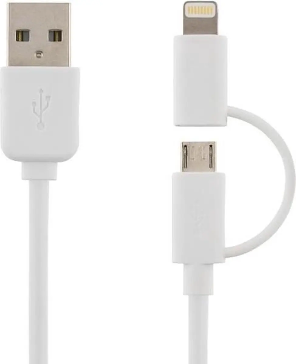 Deltaco IPLH-213 USB-A naar Lightning & Micro-USB Kabel 1m