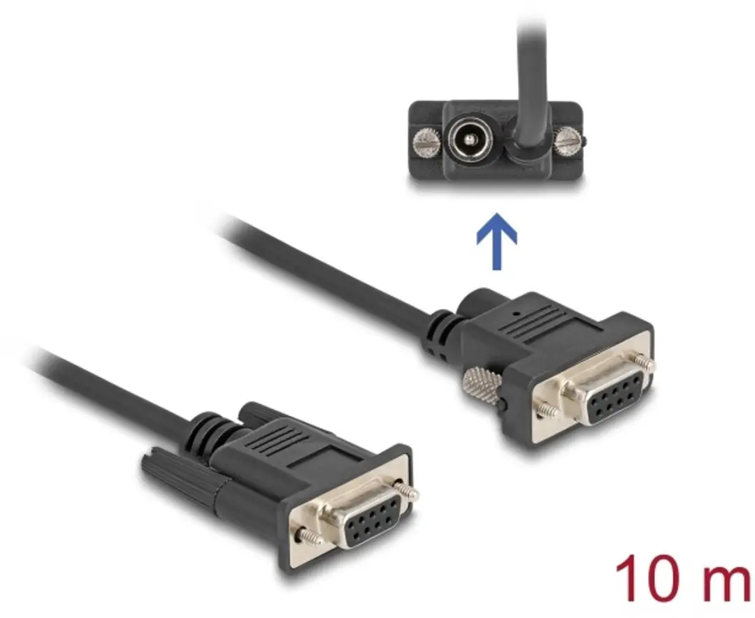 Delock RS-232 D-Sub9 Kabel 10m - Zwart
