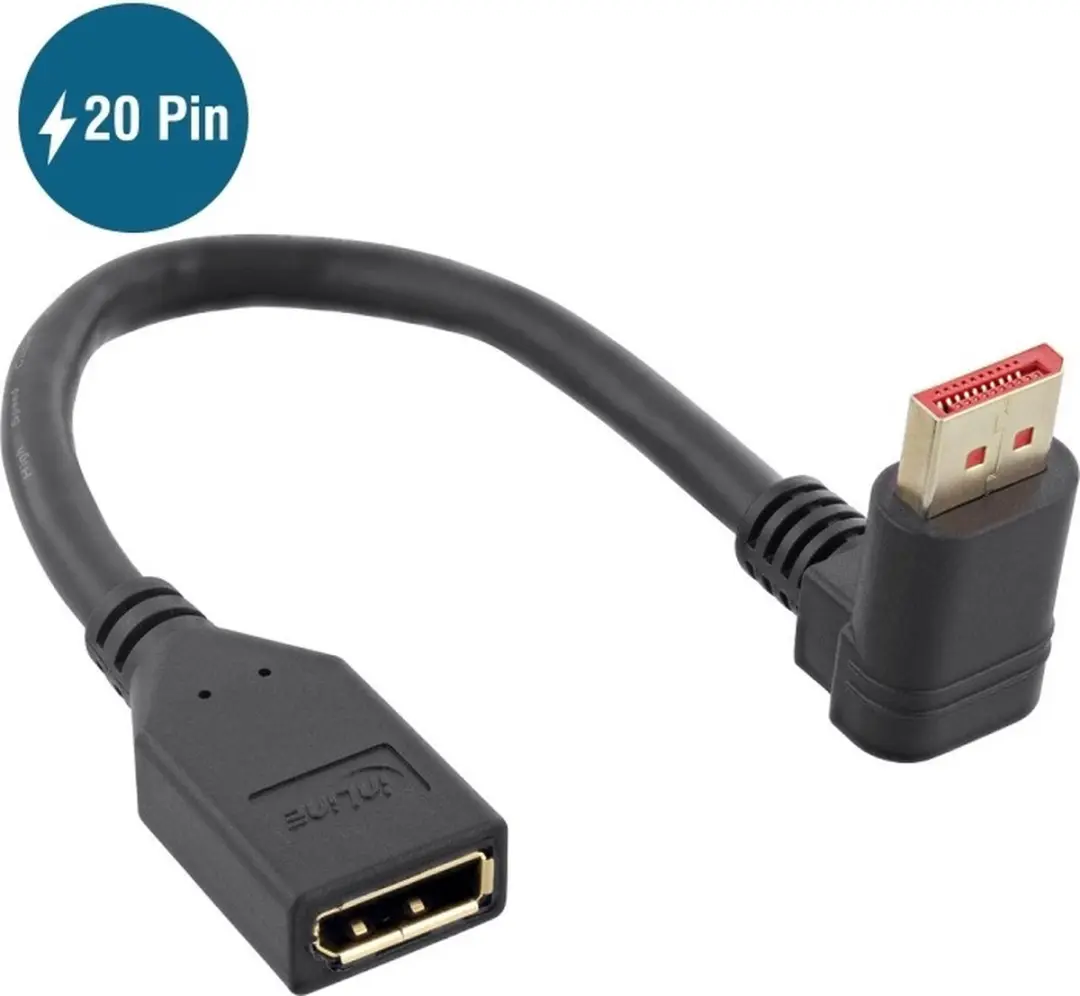InLine DisplayPort Adapter 1.4 90° Omhoog - 5K/8K 60Hz - 0,15m