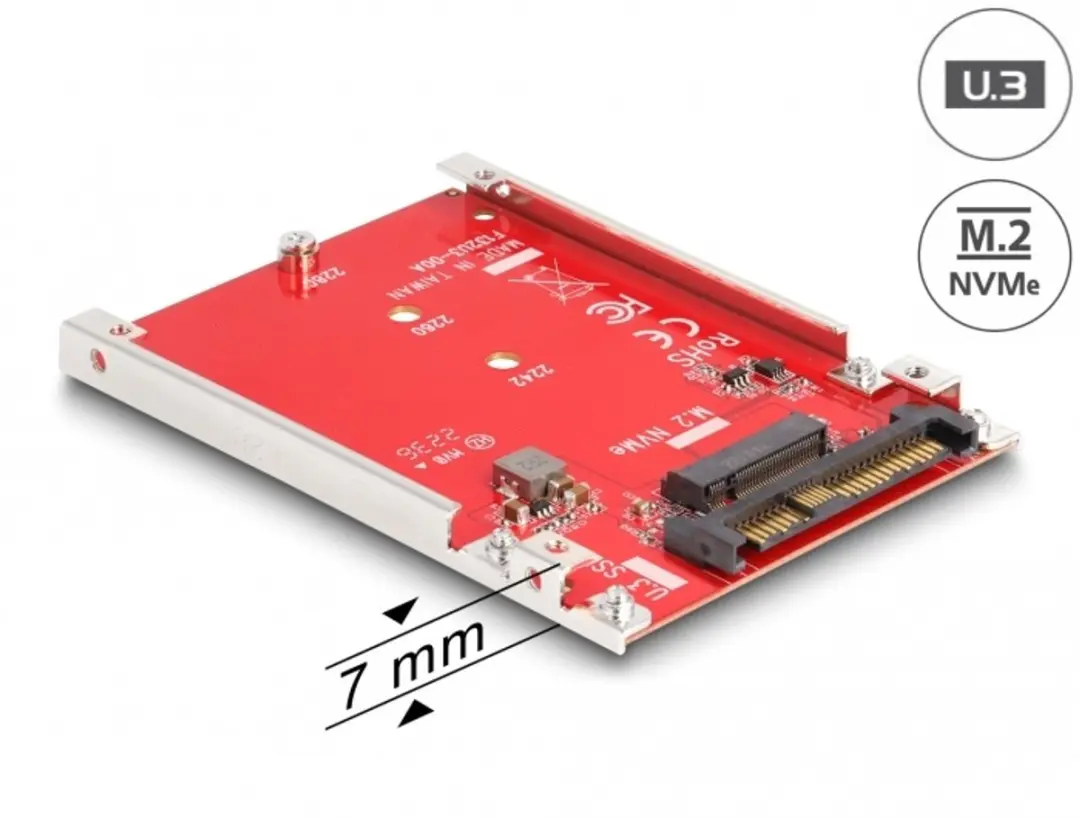 Delock 64228 U.3 naar M.2 NVMe Converter - 7mm