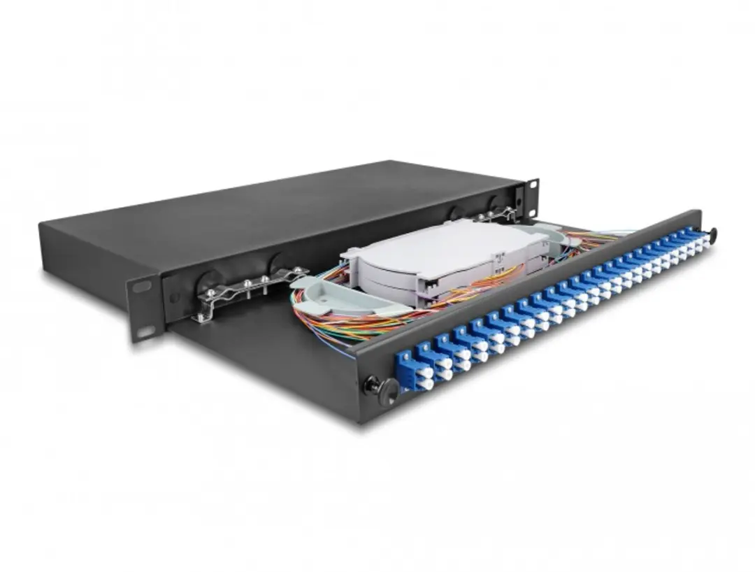 Delock 19" Optical Fiber Splice Box 24xLC OS2 - Zwart