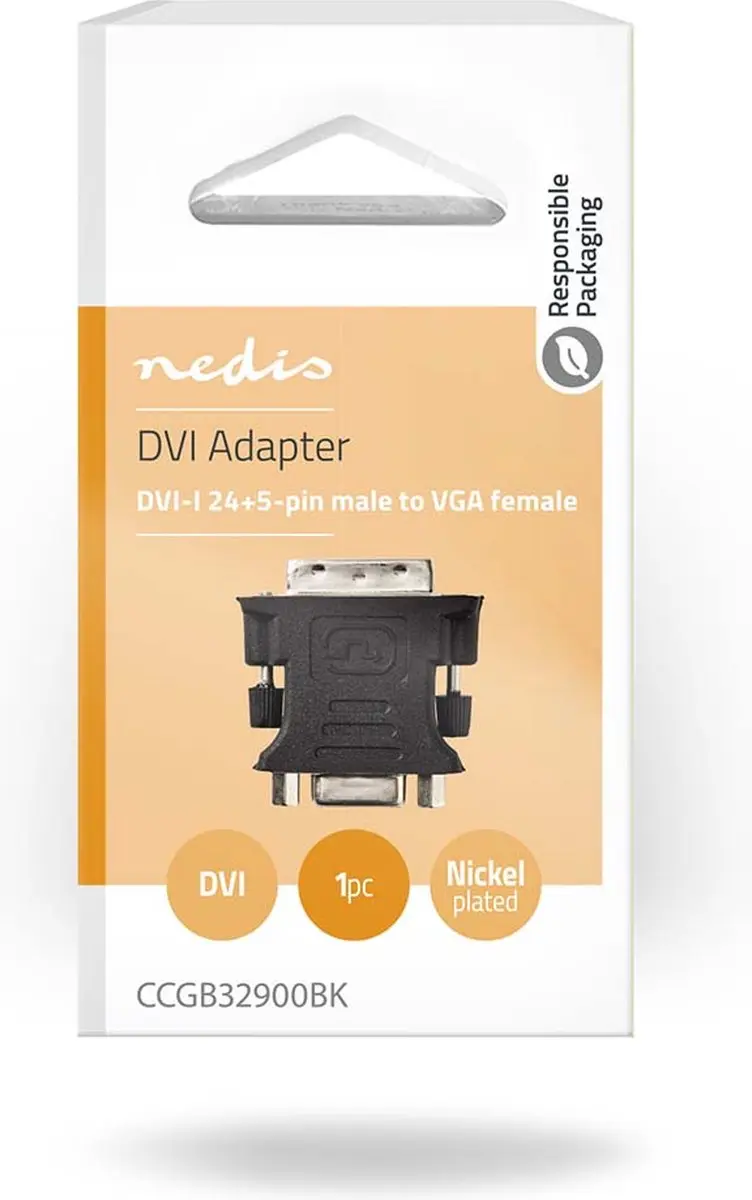 Nedis DVI-I naar VGA Adapter CCGB32900BK - Zwart
