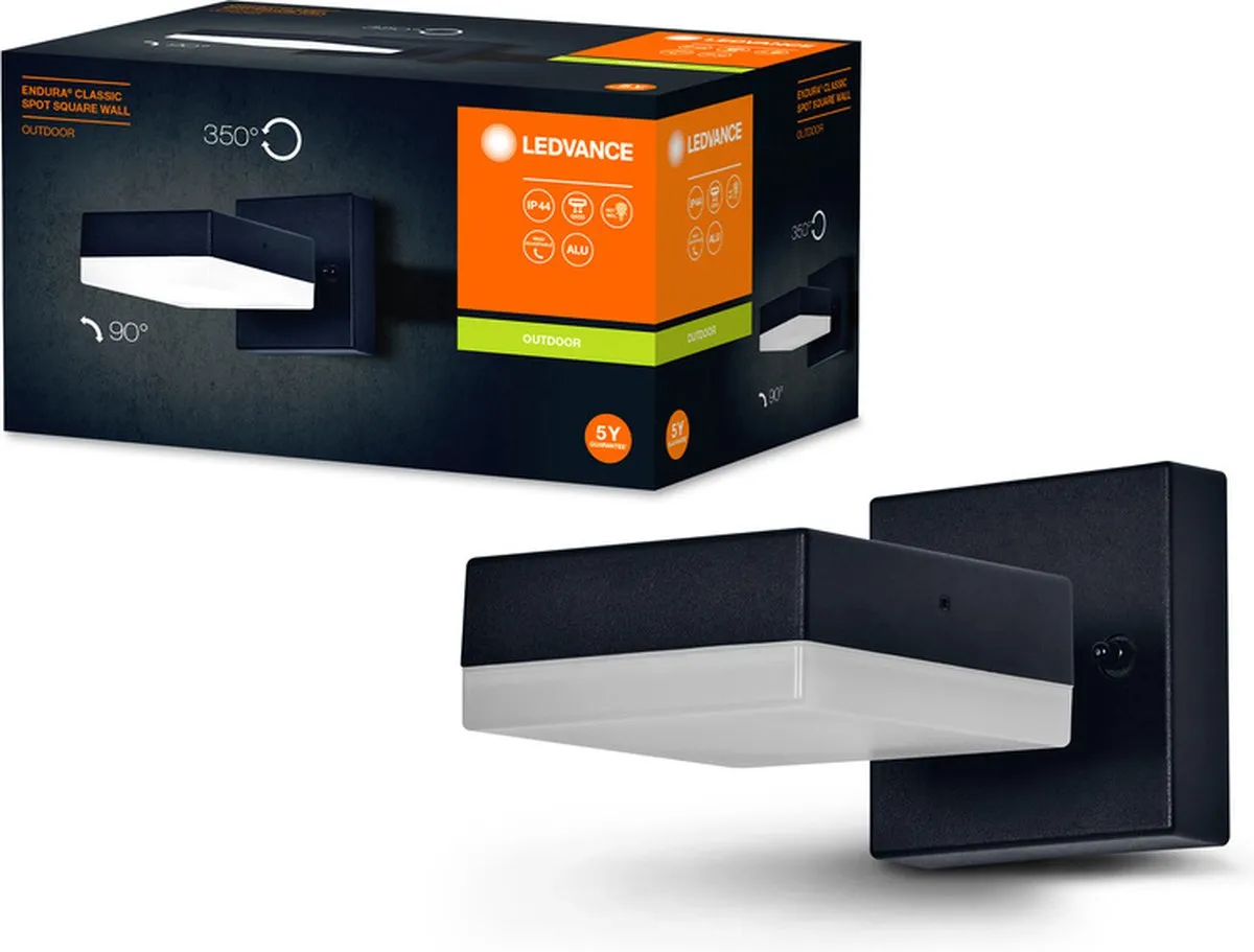 LEDVANCE ENDURA Classic Spot Vierkante Buitenwandlamp - GX53 - IP44 - Zwart