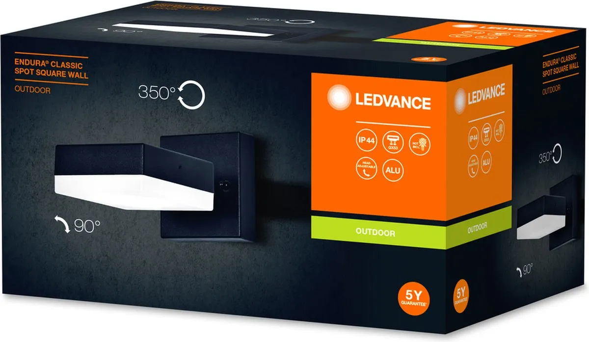 LEDVANCE ENDURA Classic Spot Vierkante Buitenwandlamp - GX53 - IP44 - Zwart
