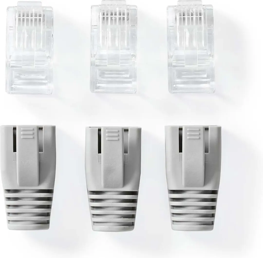 Nedis RJ45 Pass Through Connector CAT6 - 10 Stuks - Verguld - Grijs
