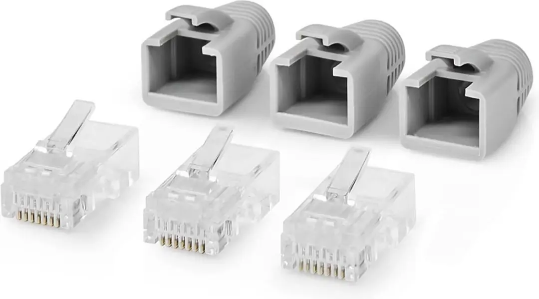 Nedis RJ45 Pass Through Connector CAT6 - 10 Stuks - Verguld - Grijs