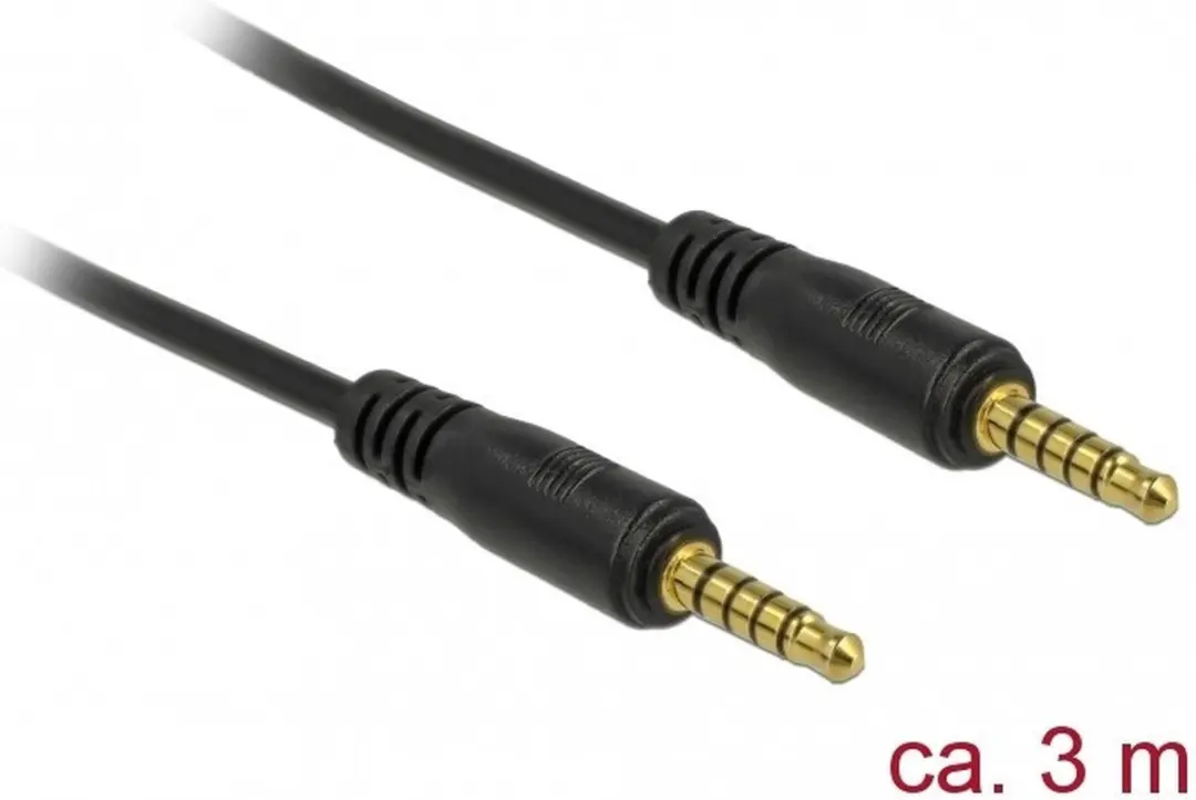 Delock 3,5mm Jack 5-polig Audiokabel 3m - Zwart